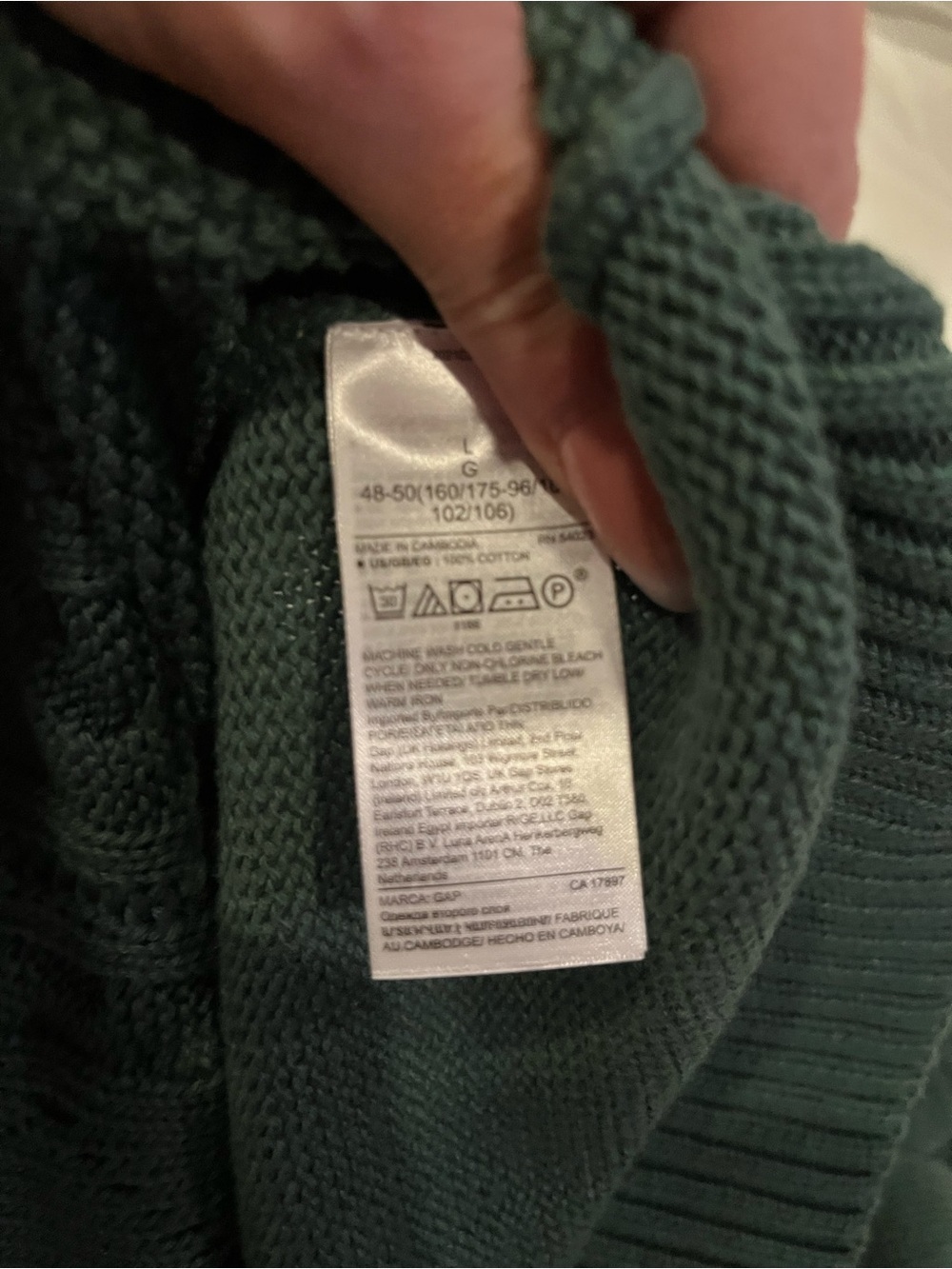 Gap Dark Green Fisherman Sweater Size Large - Picture 7 of 7